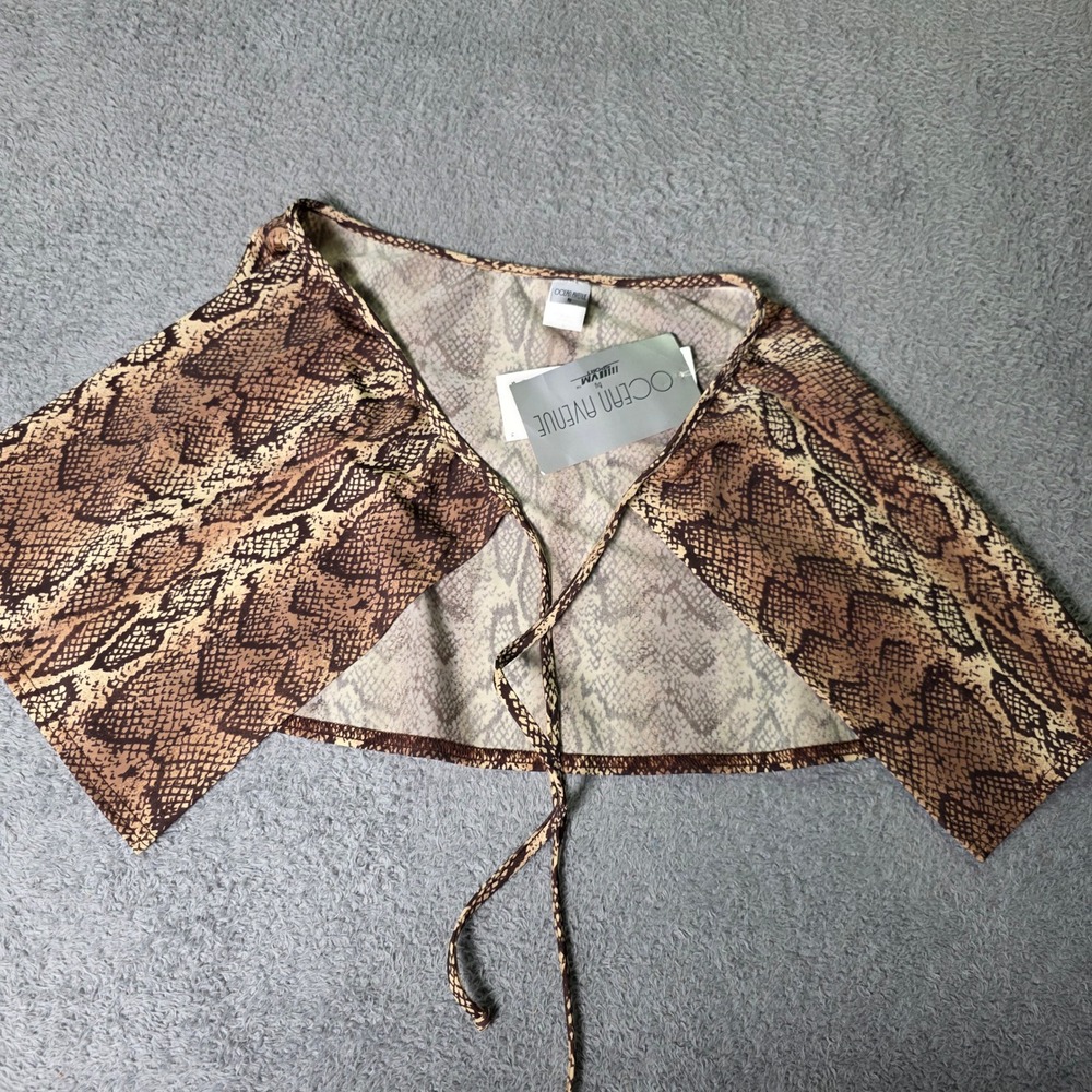 Ocean Avenue Womens M Swim Skirt Coverup Brown Snakeskin Tie Front P-91921